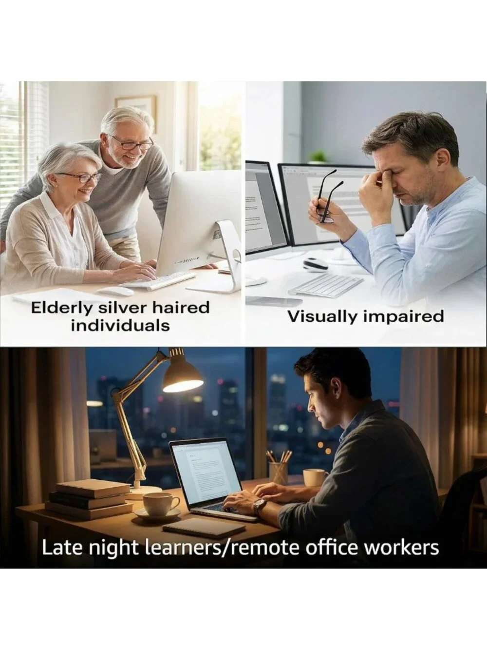 Large Print Backlit USB Keyboard for Seniors | Ergonomic, High Contrast